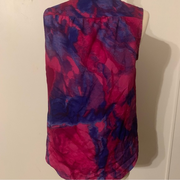 Mossino Watercolor Sleeveless‎ Blouse Medium Pink Blue - Picture 6 of 7